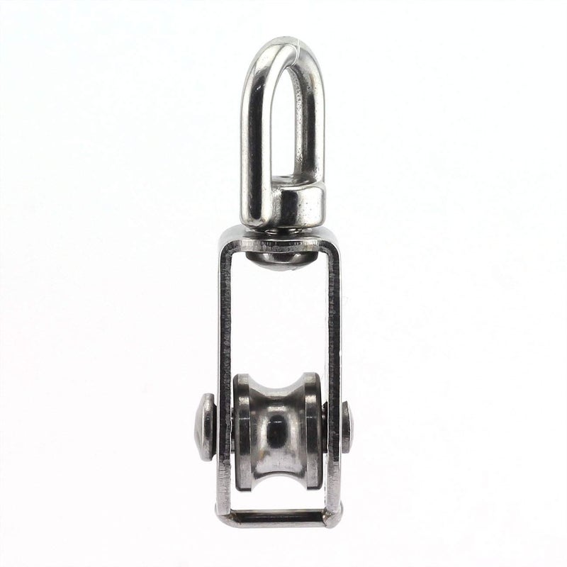 JCBIZ 2-Pack M15 Single Pulley Block Stainless Steel Heavy Duty Hardware Single Wheel Swivel Rigging Lifting Wheel Fixed Pulley for Wire Rope Loading 35kg - Image 2